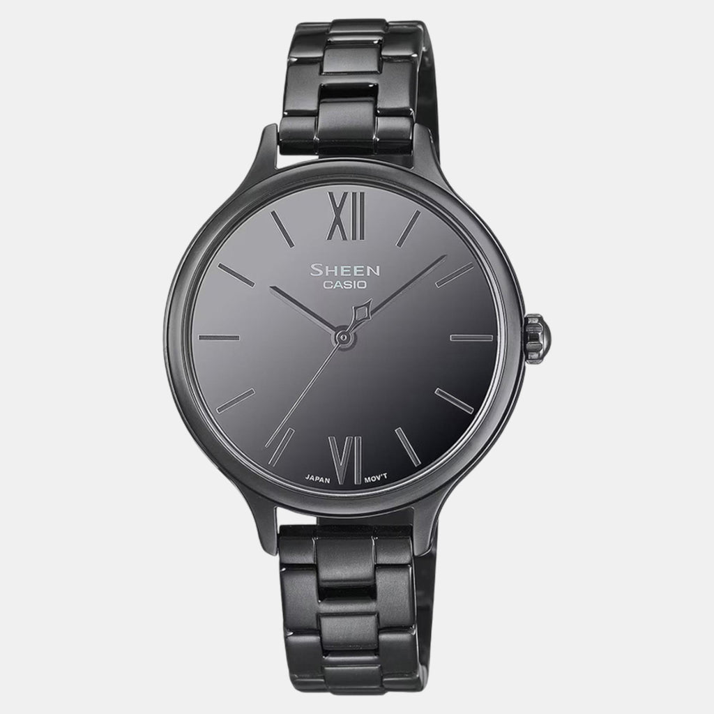 Sheen Women Quartz Black Dial Analog Stainless Steel Watch SH316