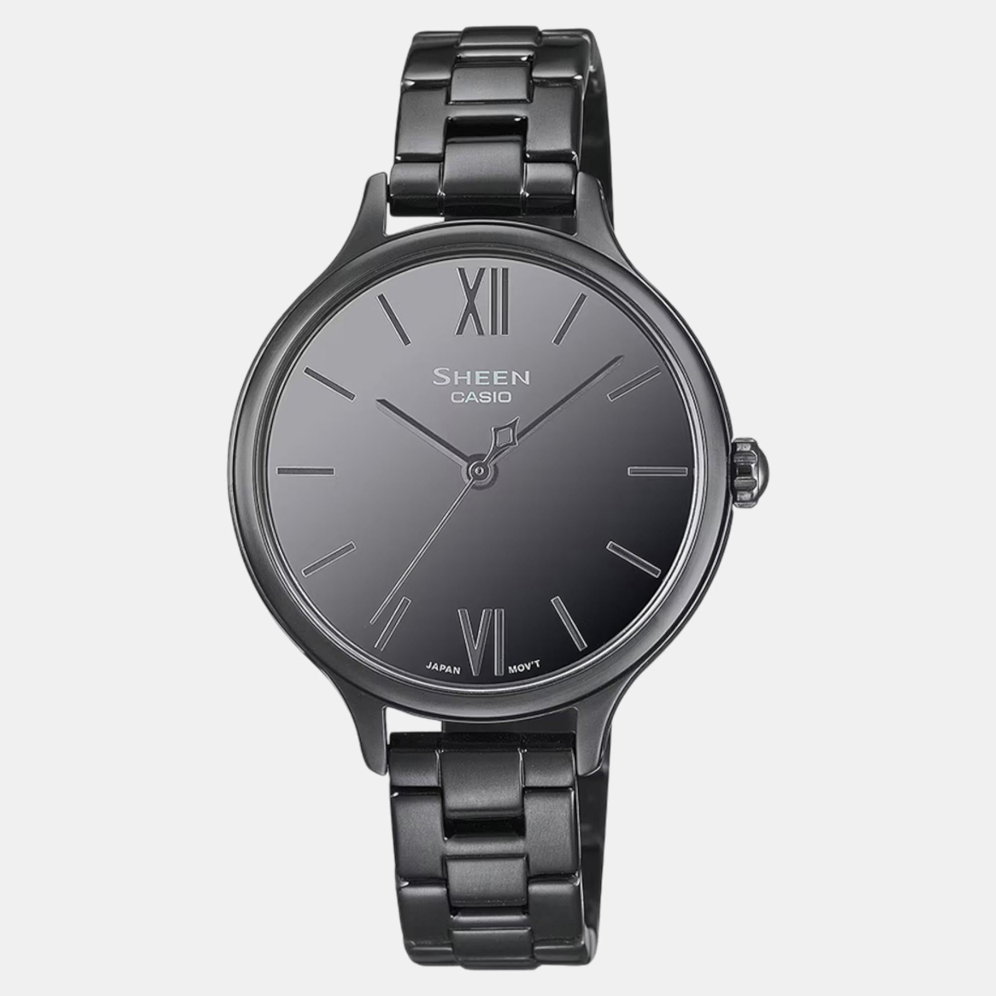 Sheen Women Quartz Black Dial Analog Stainless Steel Watch SH316