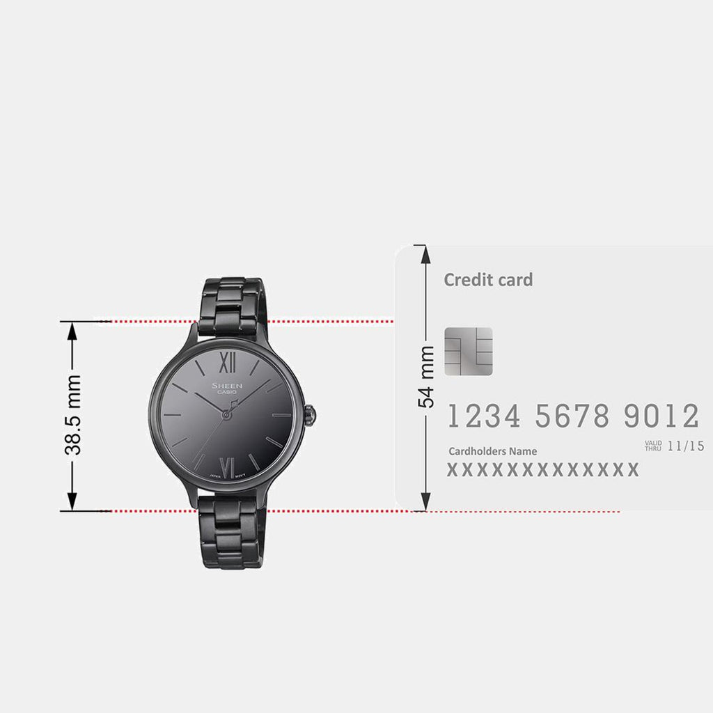 Sheen Women Quartz Black Dial Analog Stainless Steel Watch SH316