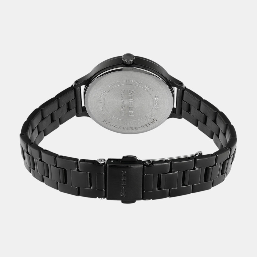 Sheen Women Quartz Black Dial Analog Stainless Steel Watch SH316