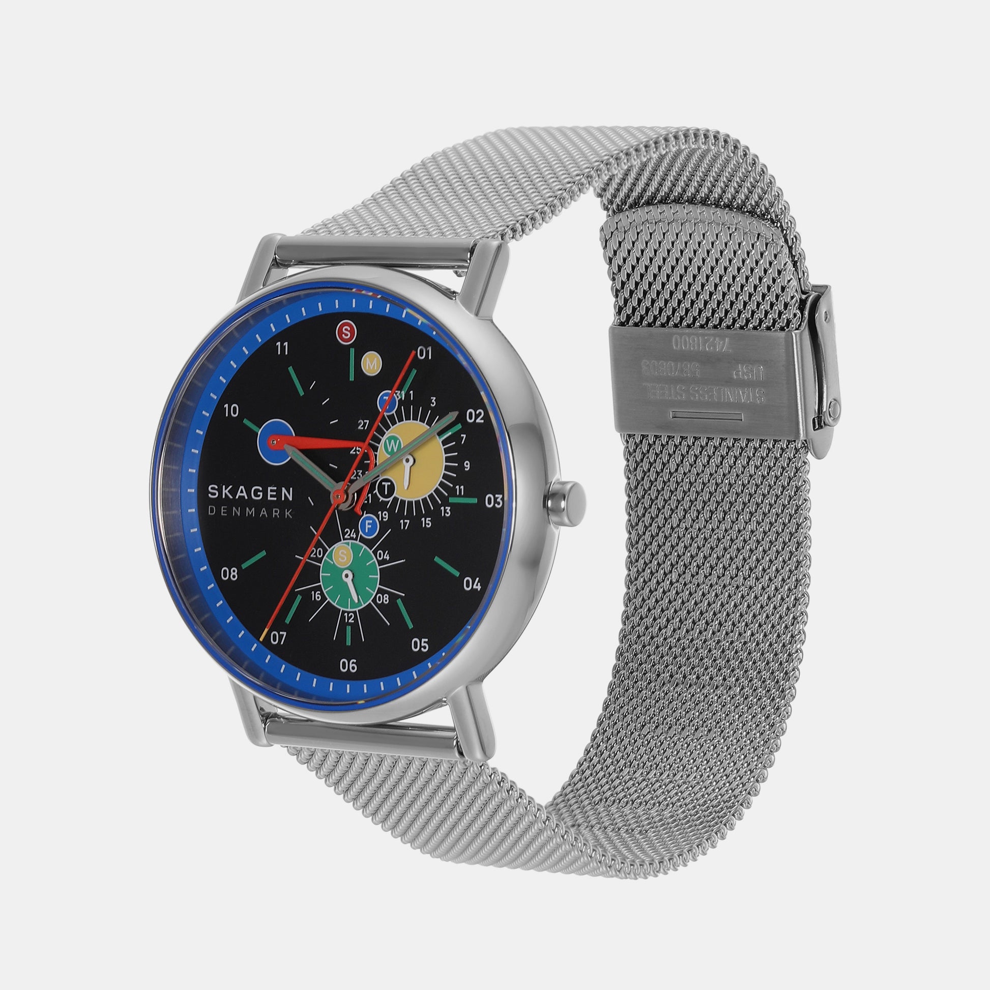 Skagen Mens Silver Mesh Watch Skagen Men's Analog Round Dial