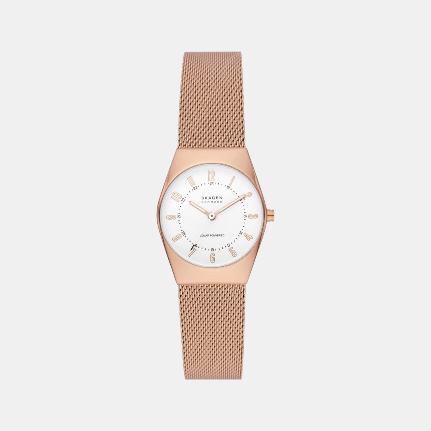 Grenen Lille Solar Powered Women Solar White Dial Analog Stainless Steel Watch SKW3078