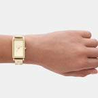 Hagen Men Quartz Gold Dial Analog Stainless Steel Watch SKW3098