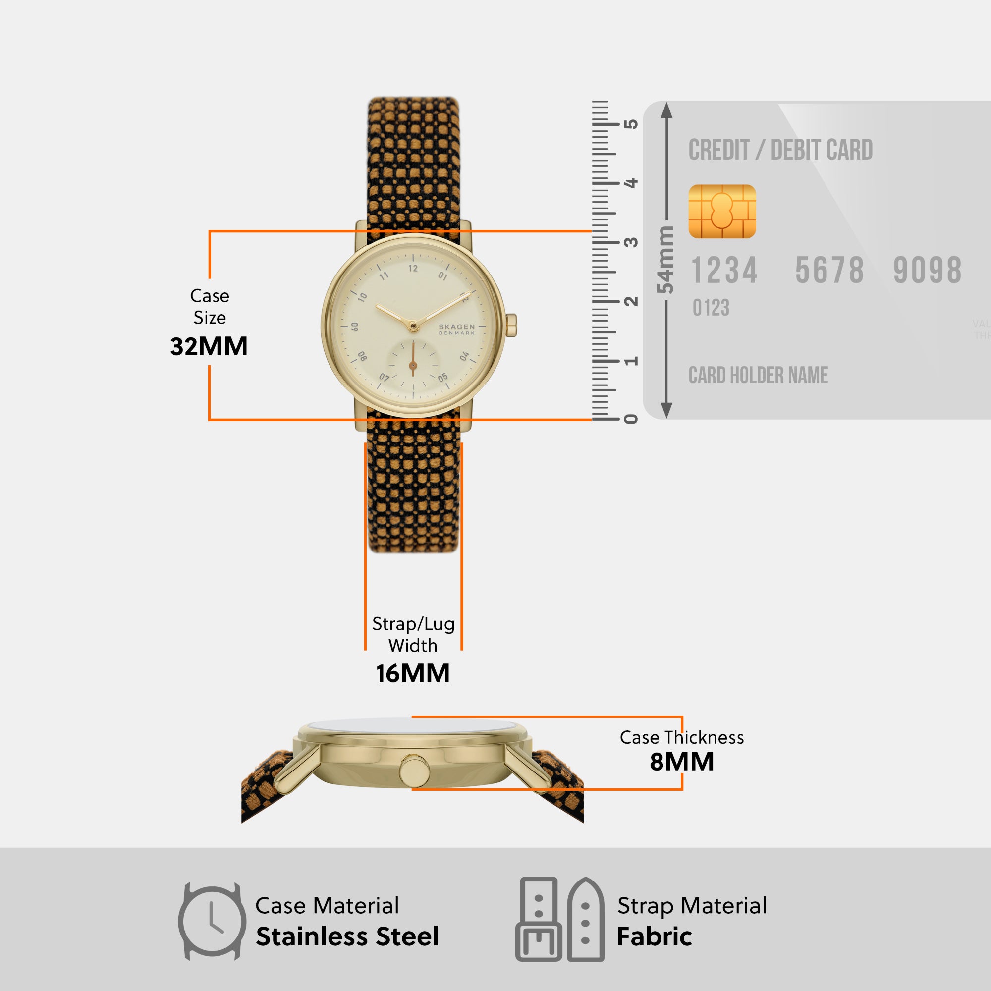 Women Quartz Beige Dial Analog Fabric Watch SKW3106