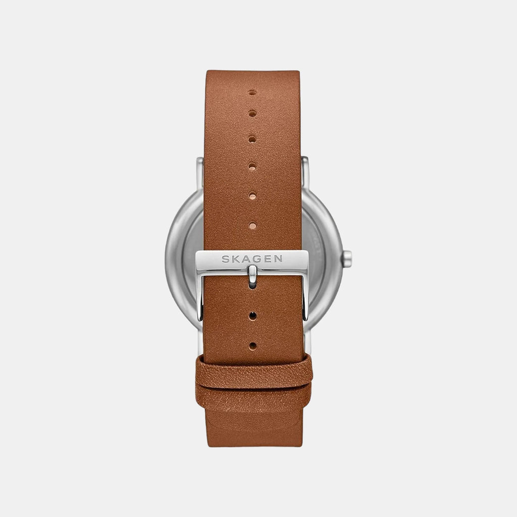 Signatur Men Quartz Grey Dial Analog Leather Watch SKW6578