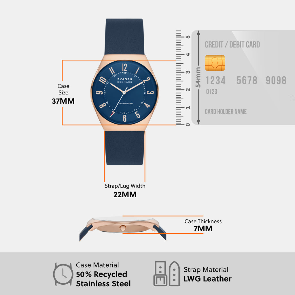 Men Quartz Rose Gold Dial Analog Leather Watch SKW6834