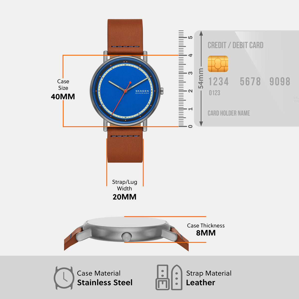 Men Quartz Grey Dial Analog Leather Watch SKW6899