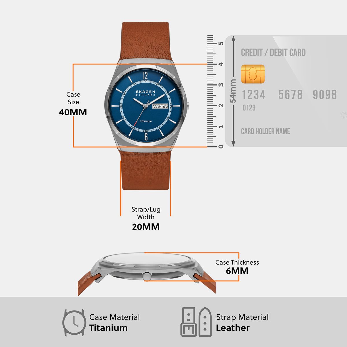 Melbye Men Quartz Grey Dial Analog Leather Watch SKW6906