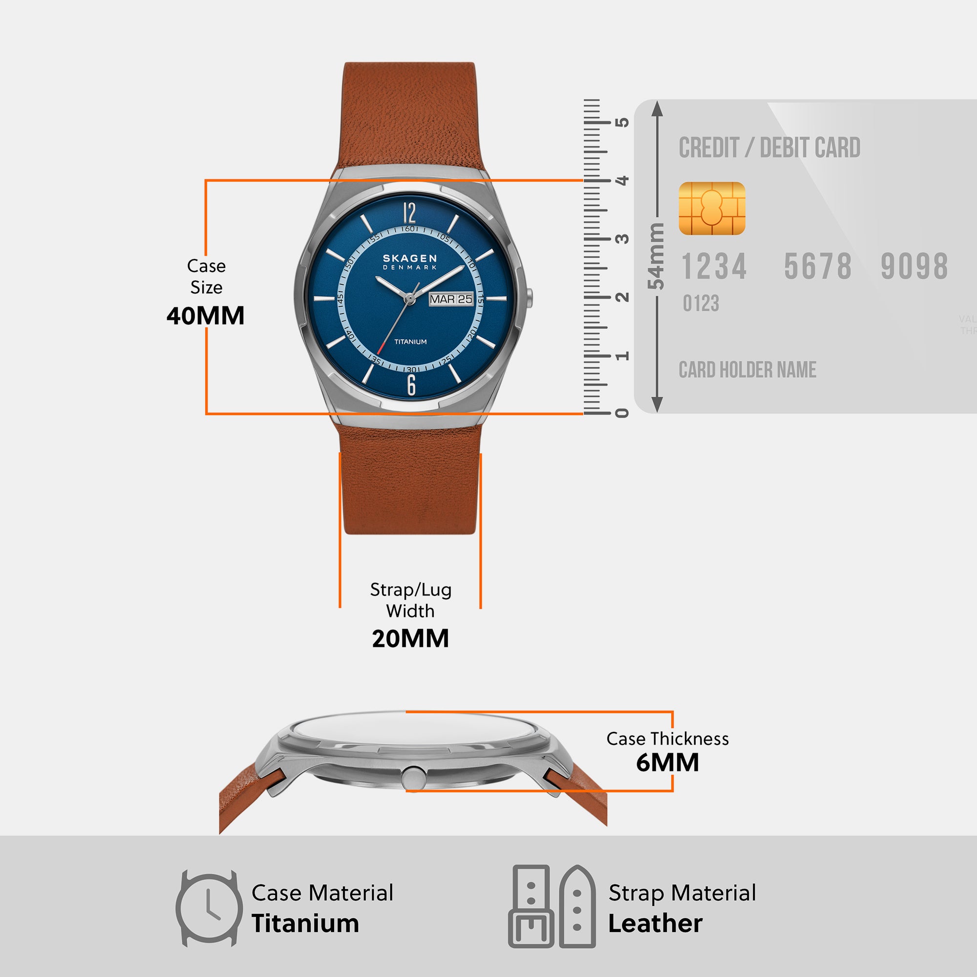 Melbye Men Quartz Grey Dial Analog Leather Watch SKW6906