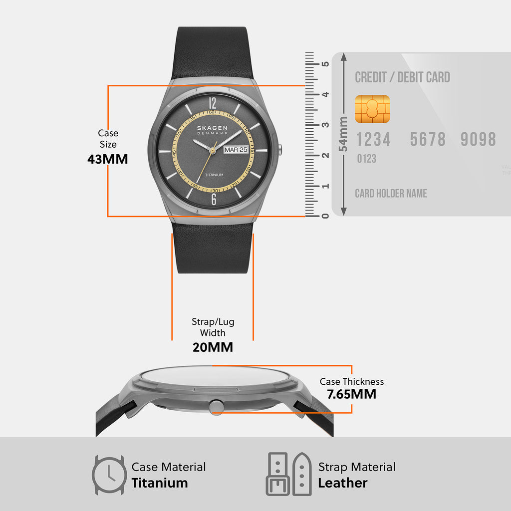 Men Quartz Grey Dial Analog Leather Watch SKW6907