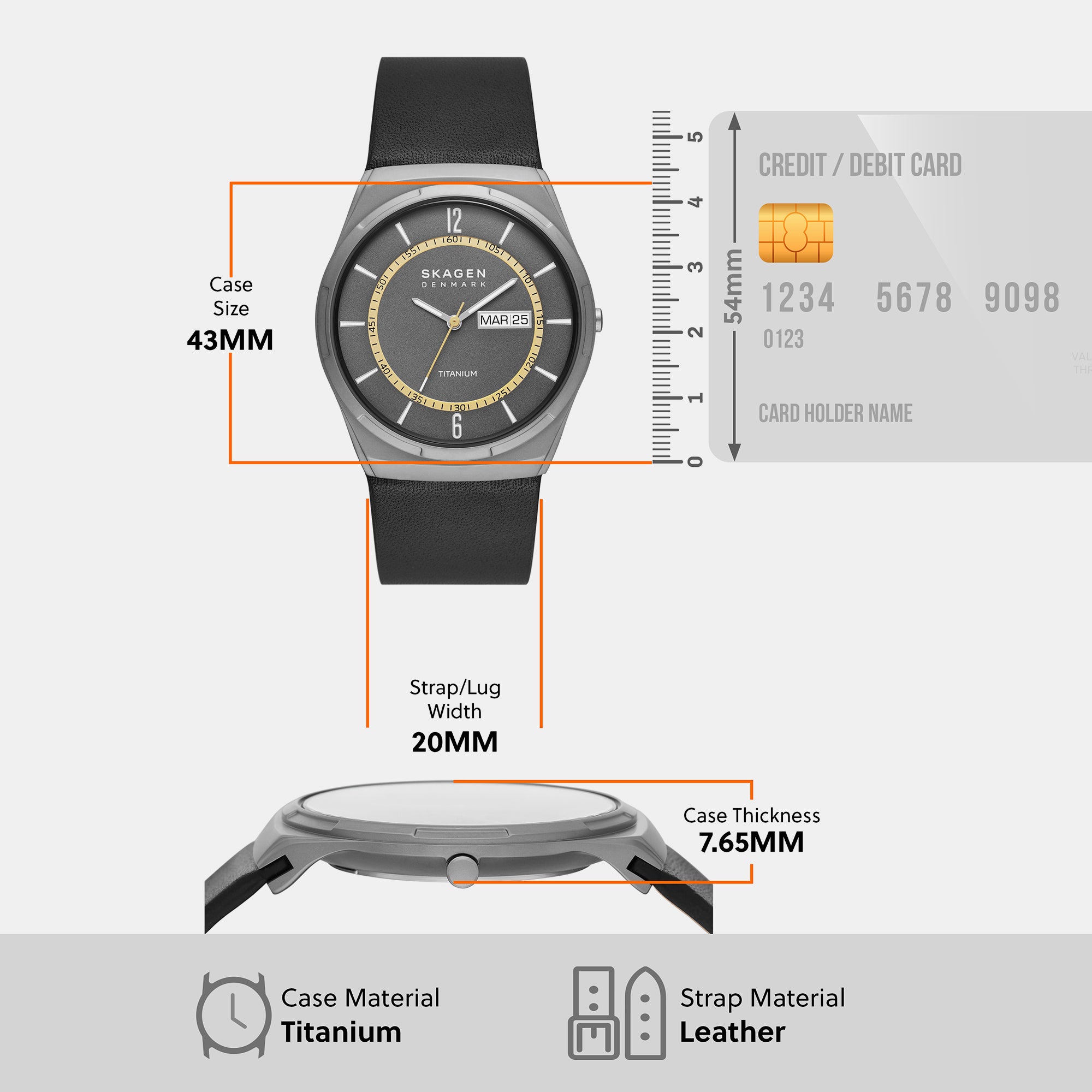 Men Quartz Grey Dial Analog Leather Watch SKW6907