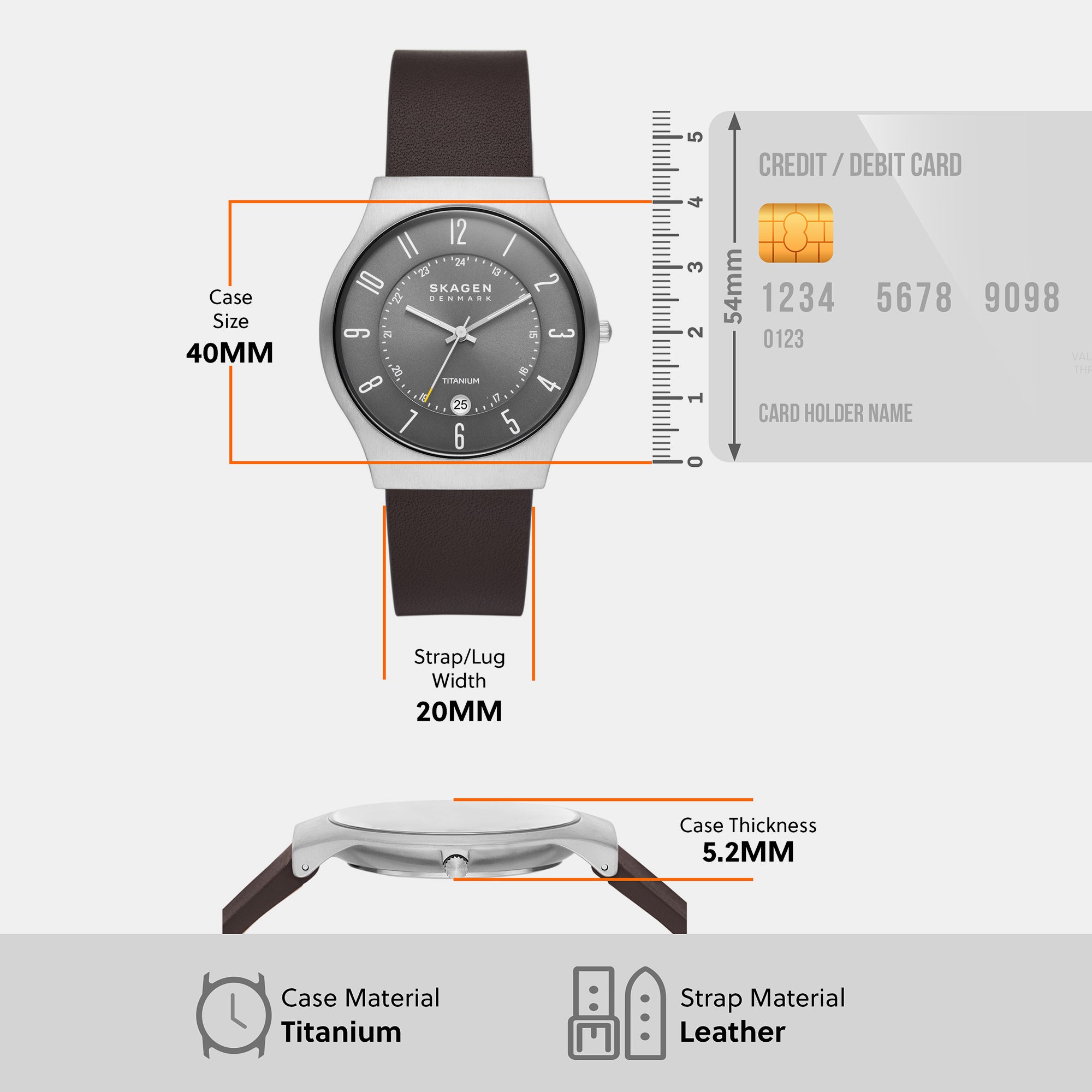 Men Quartz Grey Dial Analog Leather Watch SKW6909