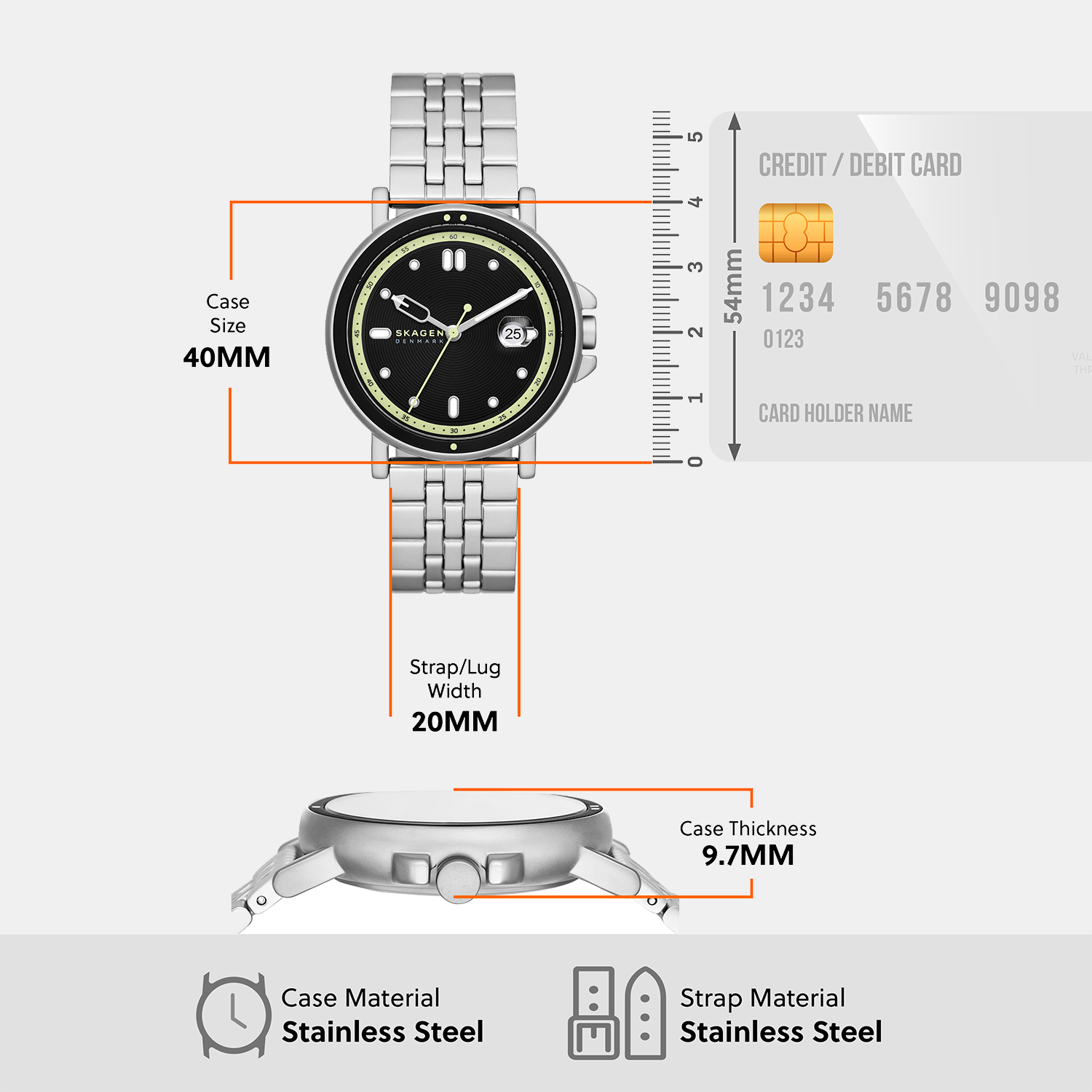 Skagen 40 mm Silver Quartz watch