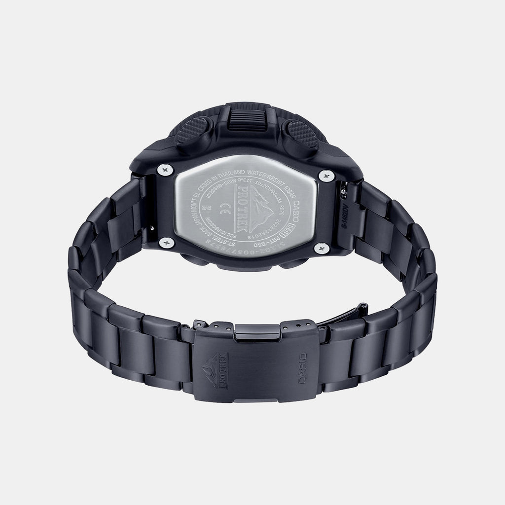 Protrek Men Quartz Black Dial Analog-Digital Stainless Steel Watch SL103
