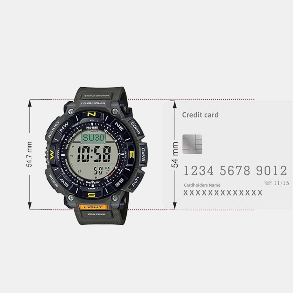Protrek Men Quartz Grey Dial Digital Silicone Watch SL110