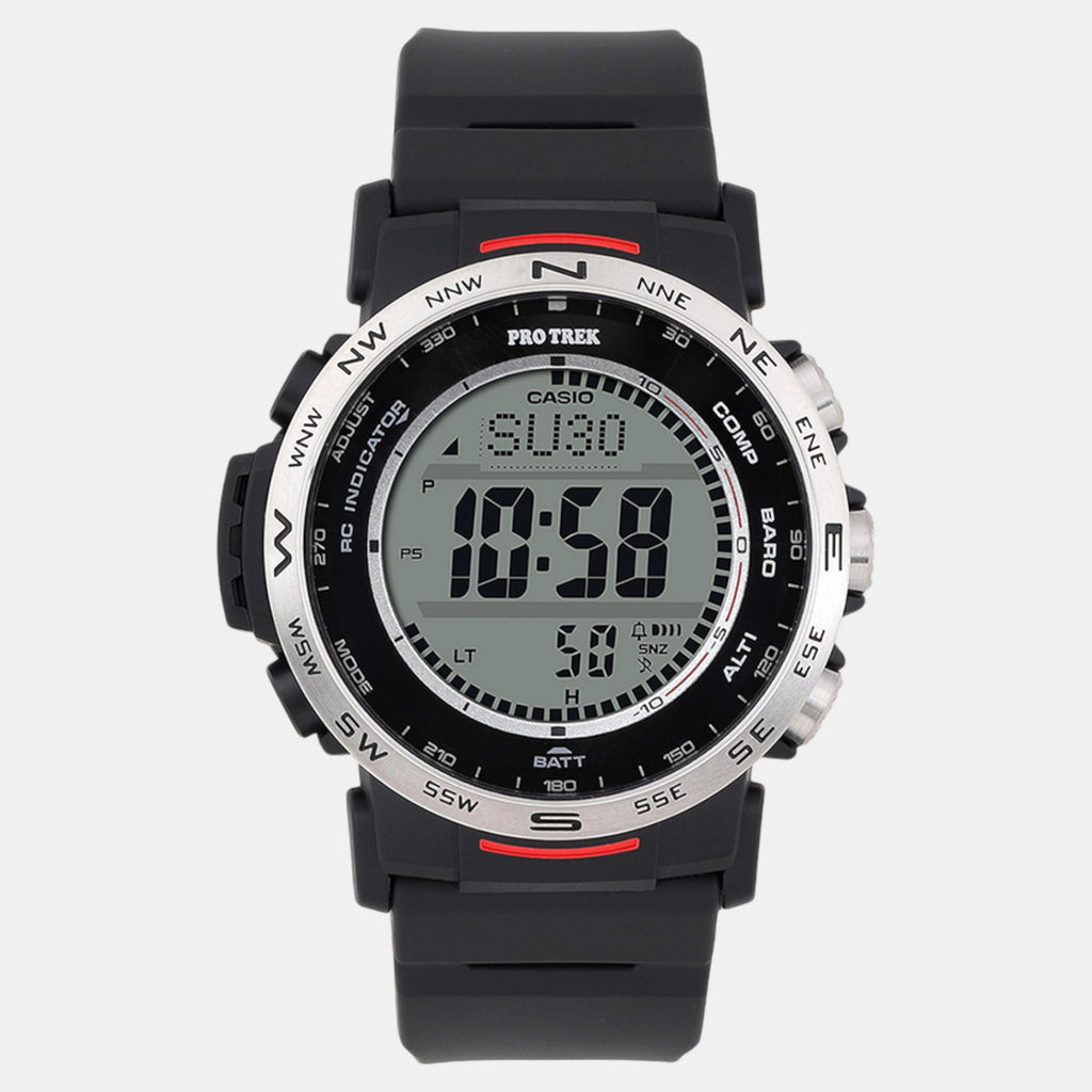 Protrek Men Quartz Silver Dial Digital Resin Watch SL112