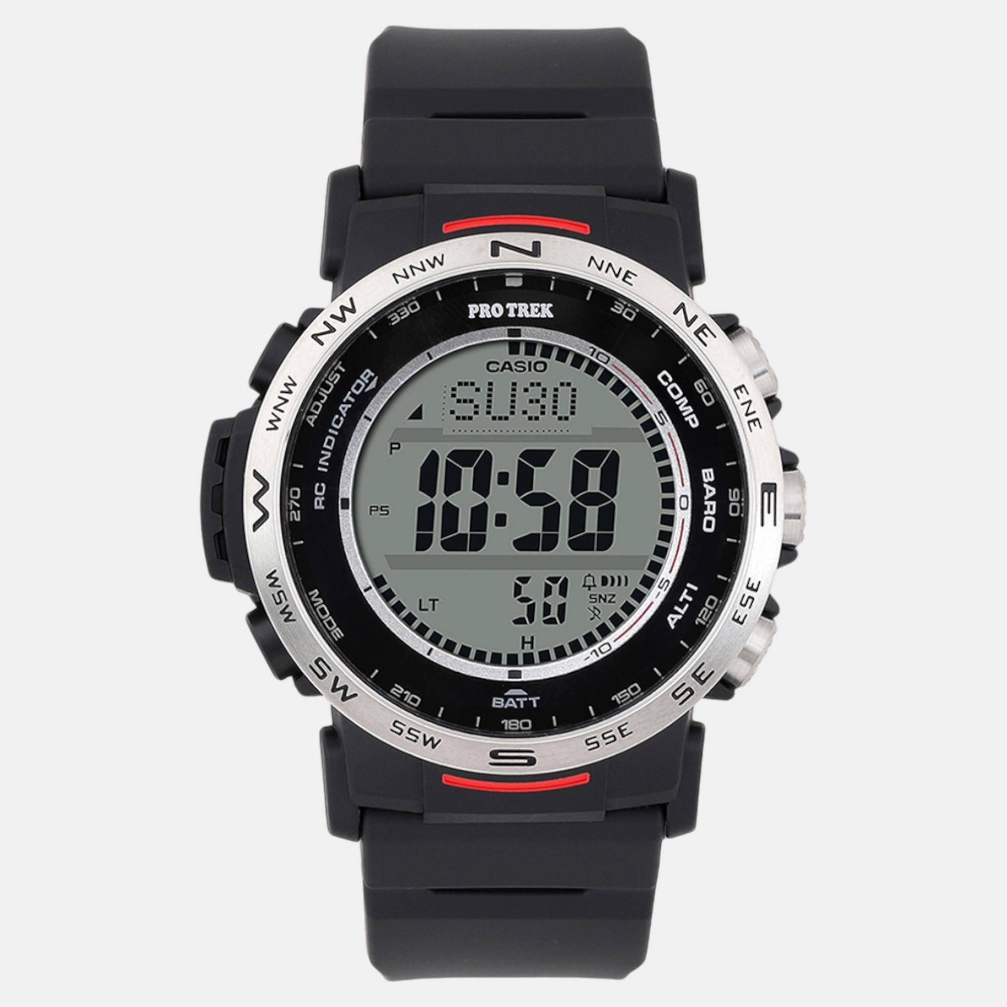 Protrek Men Quartz Silver Dial Digital Resin Watch SL112