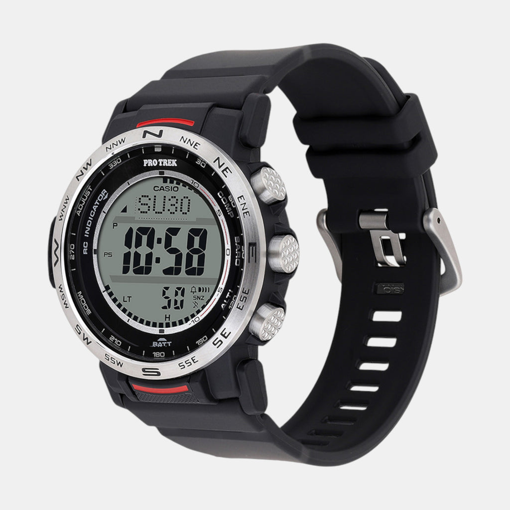 Protrek Men Quartz Silver Dial Digital Resin Watch SL112