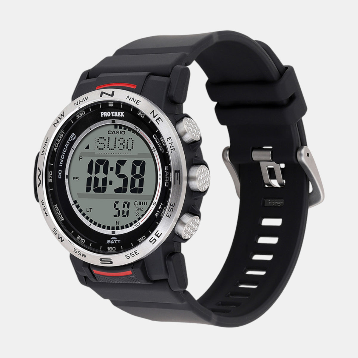 Protrek Men Quartz Silver Dial Digital Resin Watch SL112