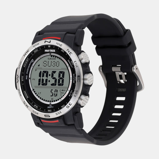 Protrek Men Quartz Silver Dial Digital Resin Watch SL112