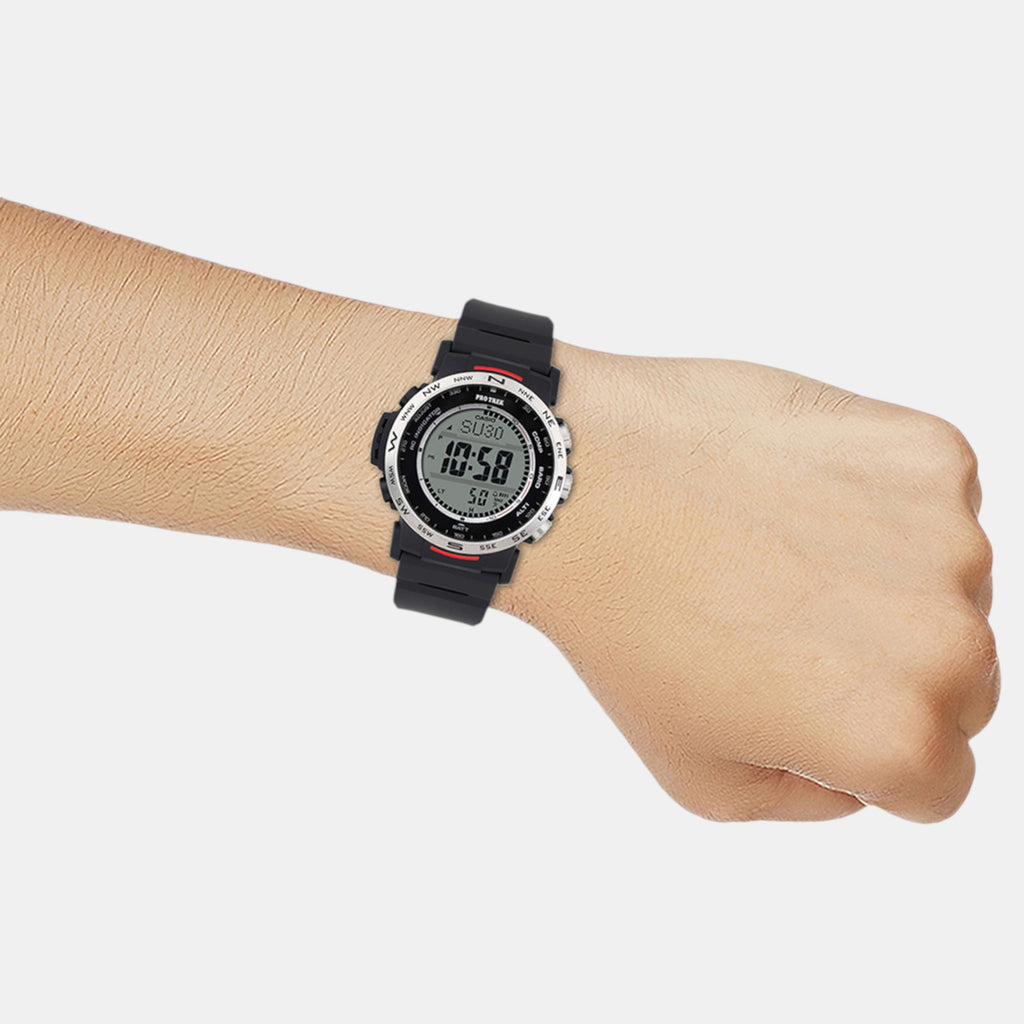 Protrek Men Quartz Silver Dial Digital Resin Watch SL112