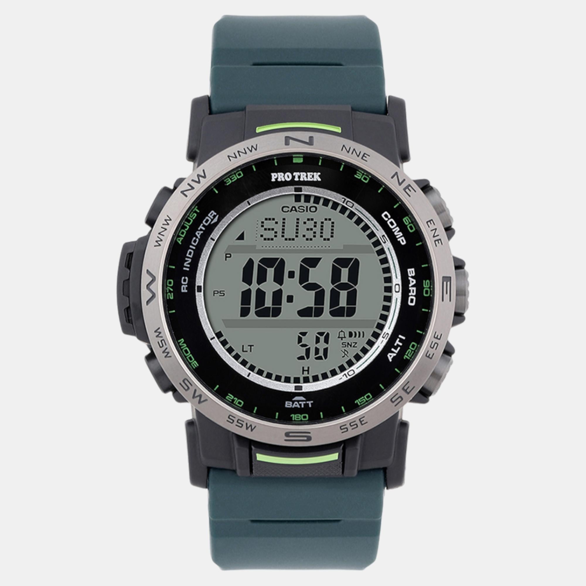 Protrek Men Quartz Silver Dial Digital Resin Watch SL114