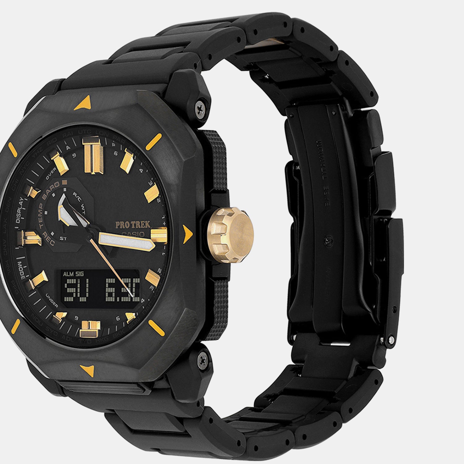 Protrek Men Quartz Black Dial Analog-Digital Stainless Steel Watch SL126