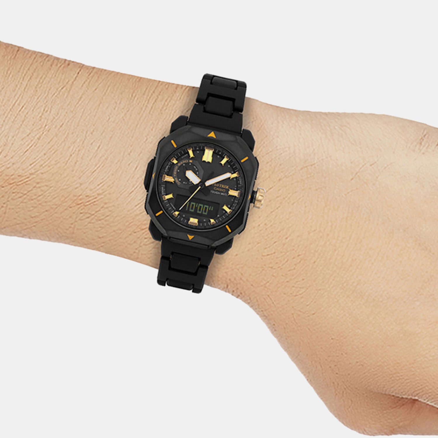 Protrek Men Quartz Black Dial Analog-Digital Stainless Steel Watch SL126