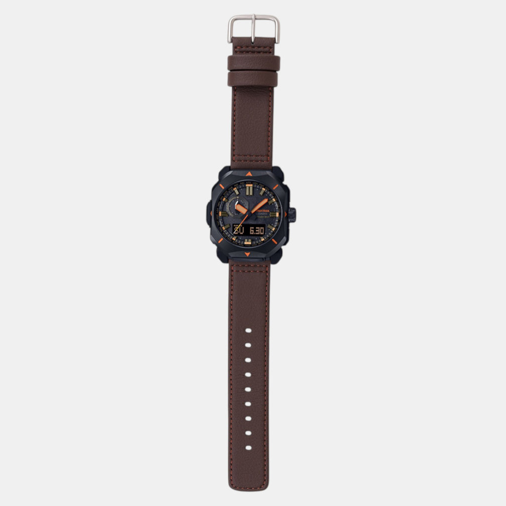 Protrek Men Quartz Black Dial Analog Leather Watch SL130