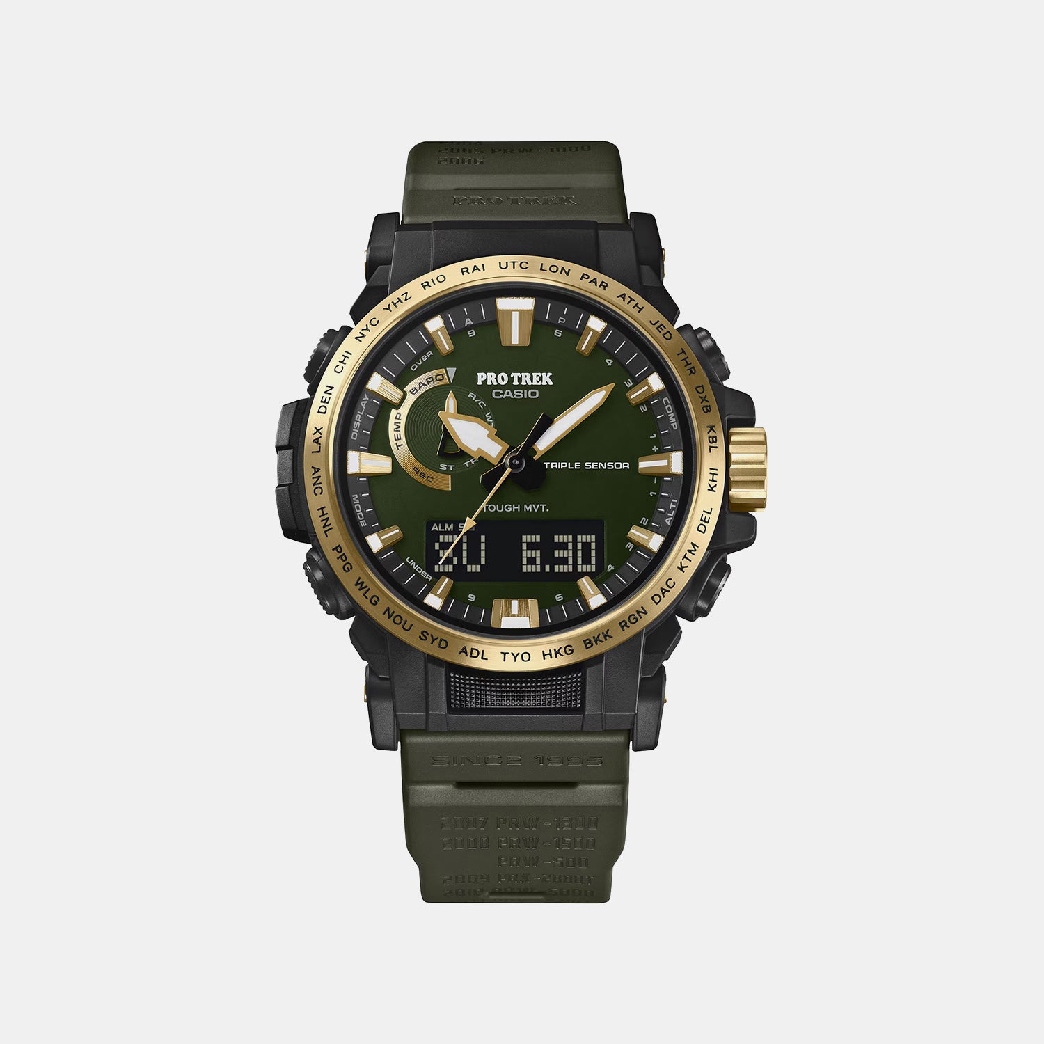 Pro Trek Men Solar Green Dial Analog-Digital Resin Watch SL138