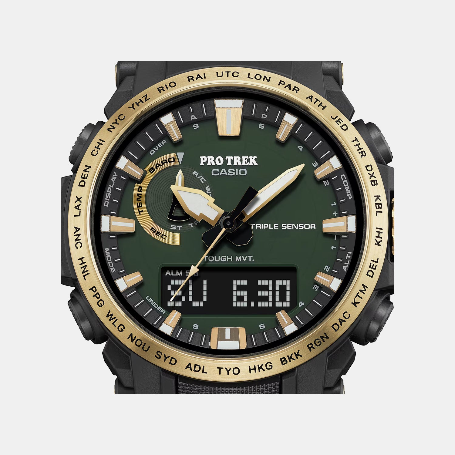 Pro Trek Men Solar Green Dial Analog-Digital Resin Watch SL138