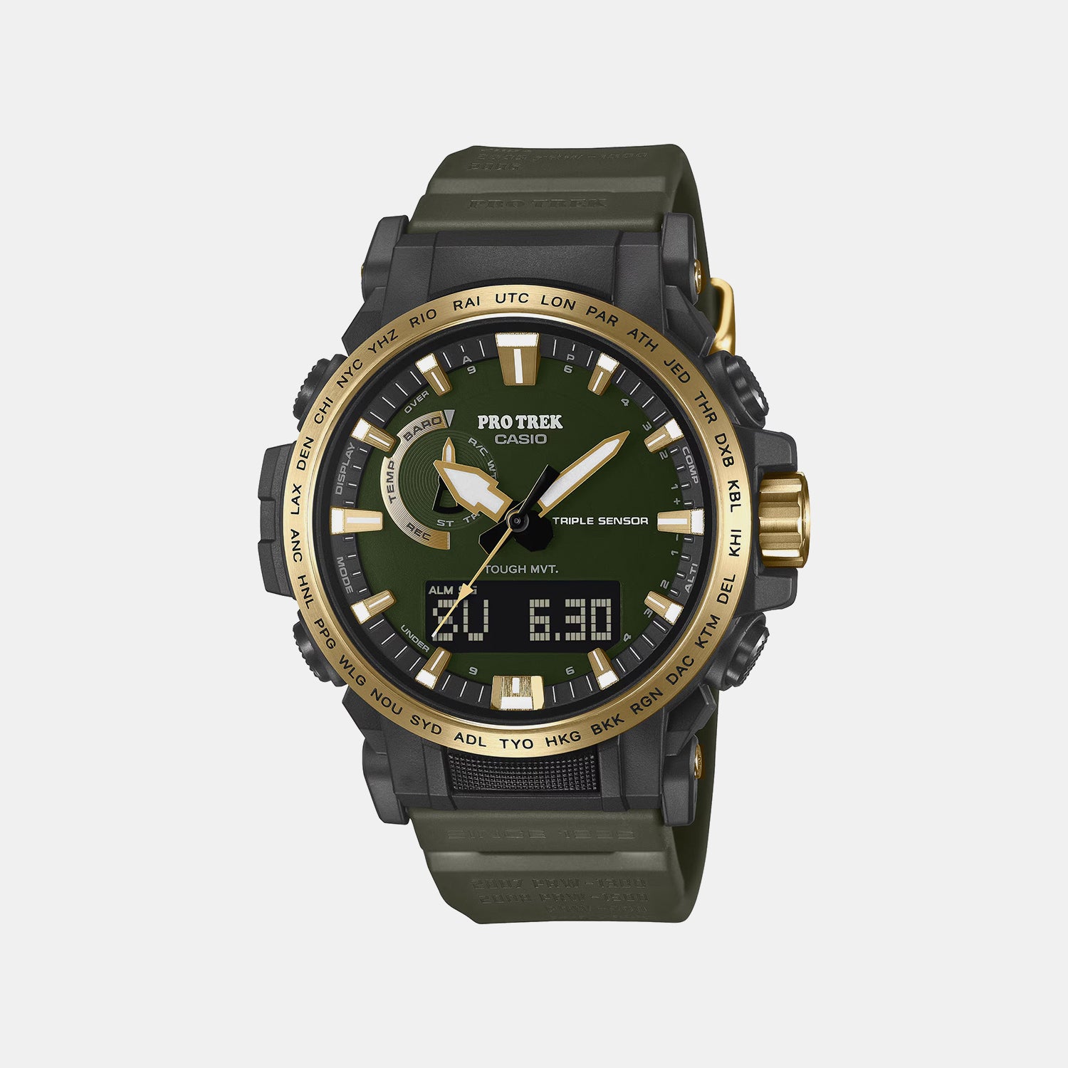 Pro Trek Men Solar Green Dial Analog-Digital Resin Watch SL138