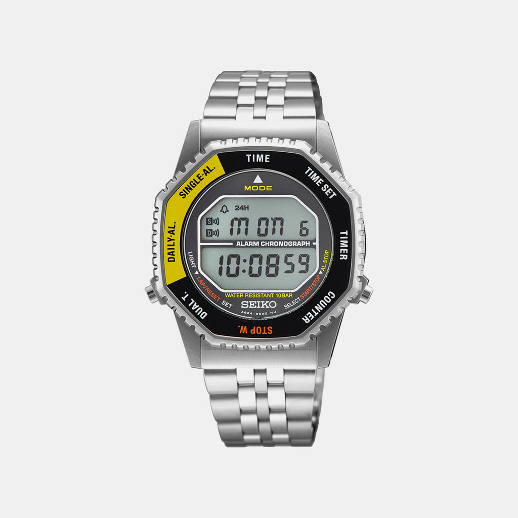 Men Quartz Grey Dial Digital Stainless Steel Watch SMGG17P1
