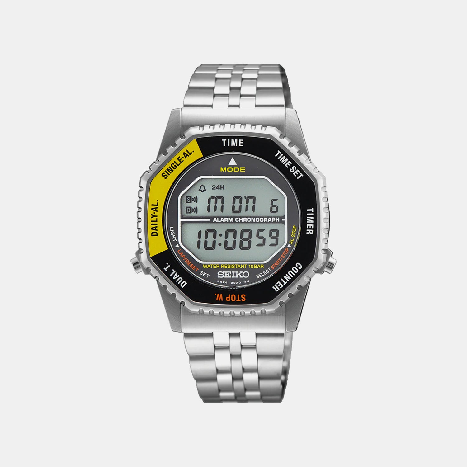 Men Quartz Grey Dial Digital Stainless Steel Watch SMGG17P1