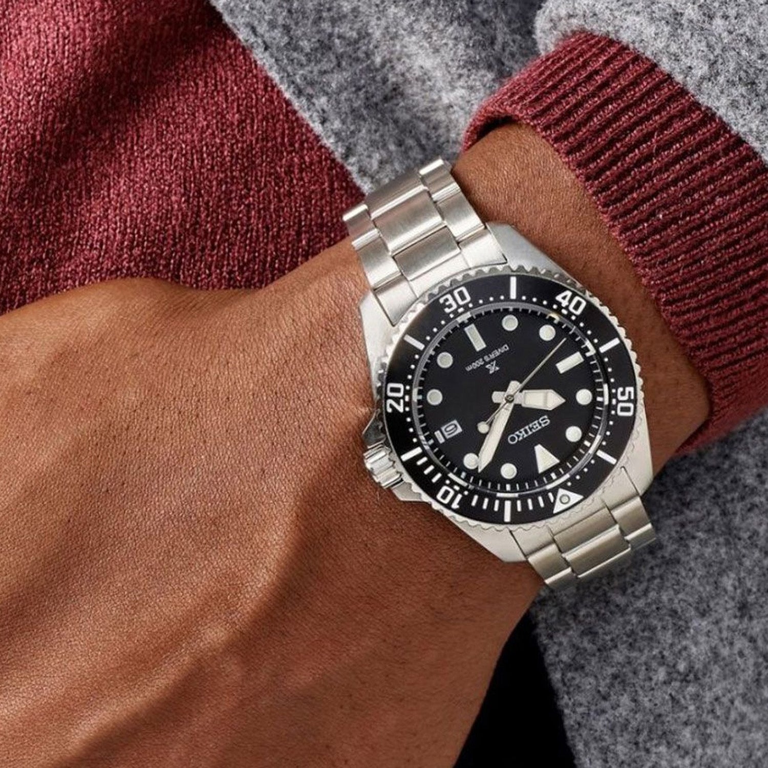 Prospex Men Solar Black Dial Analog Stainless Steel Watch SNE597P1