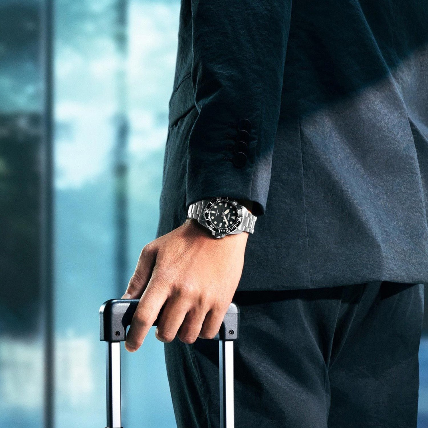 Prospex Men Solar Black Dial Analog Stainless Steel Watch SNE597P1