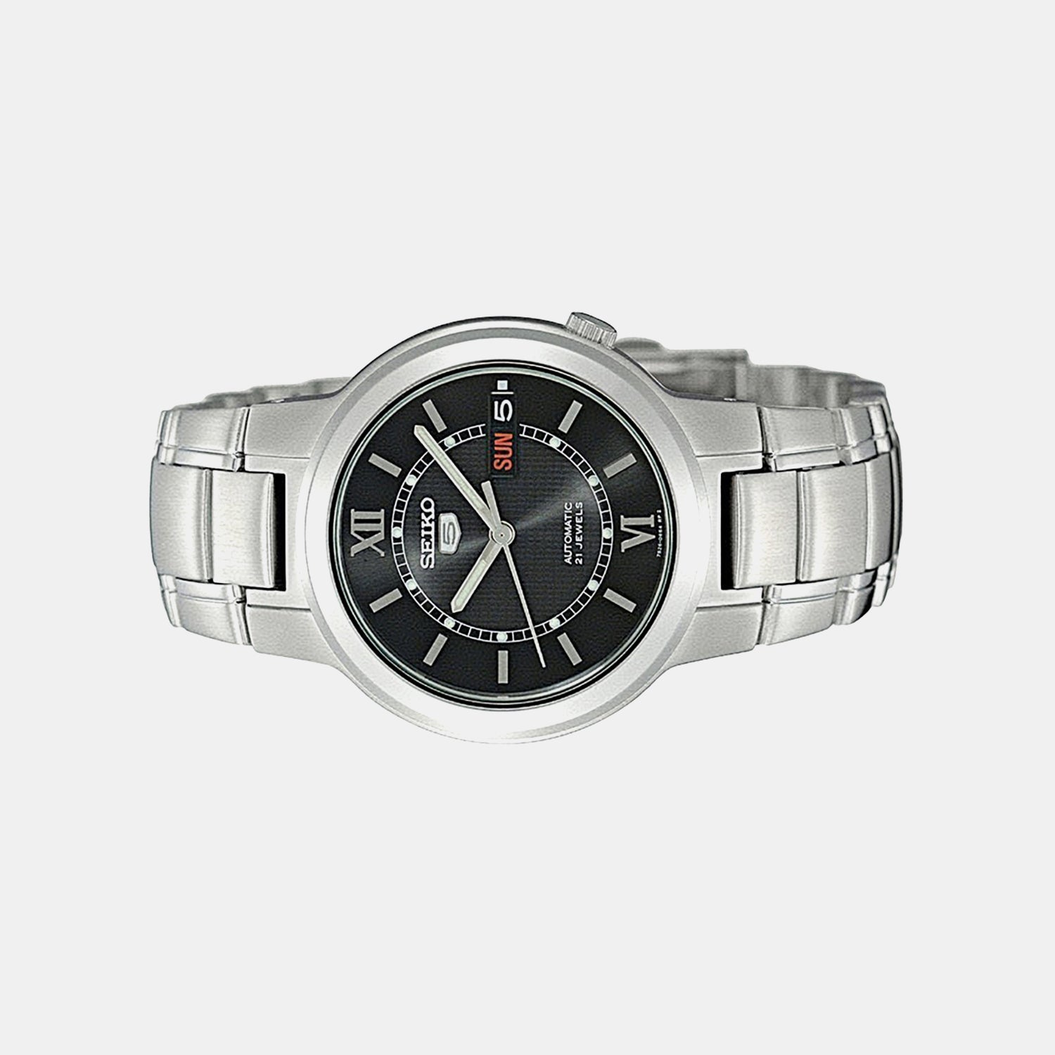 Seiko 5 Men Automatic Black Dial Analog Stainless Steel Watch SNKA23K1