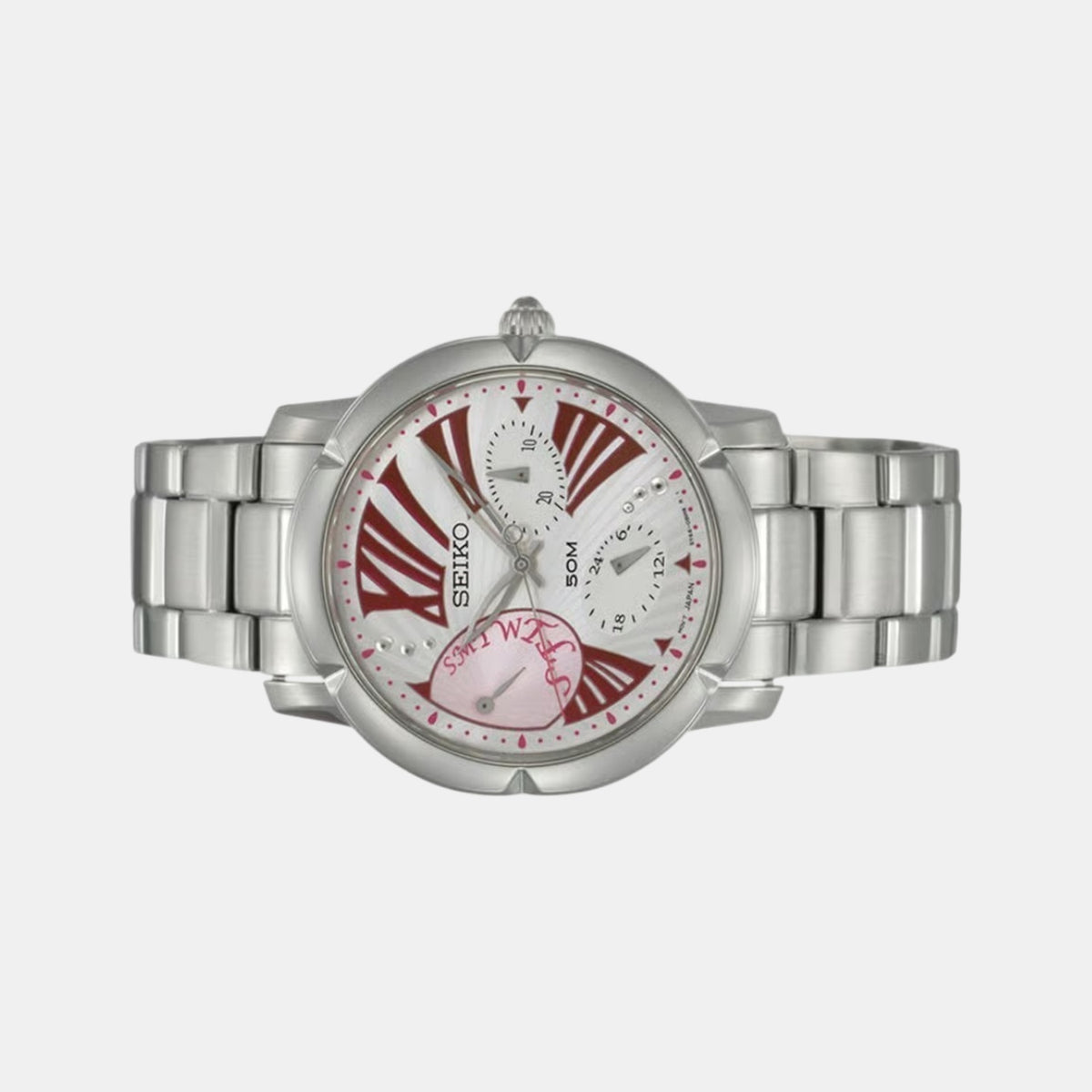 Dress Women Quartz White Dial Multi-Function Stainless Steel Watch SNT877P1