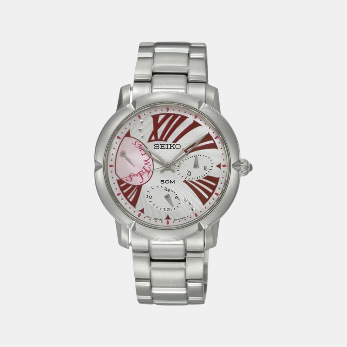 Dress Women Quartz White Dial Multi-Function Stainless Steel Watch SNT877P1