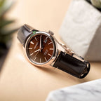 Presage Men Automatic Brown Dial Analog Leather Watch SPB170J1