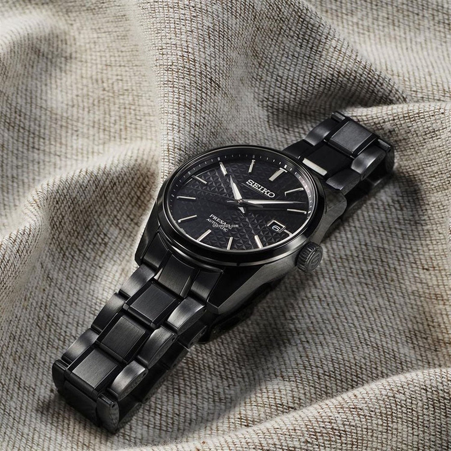 Presage Men Automatic Black Dial Analog Stainless Steel Watch SPB229J1