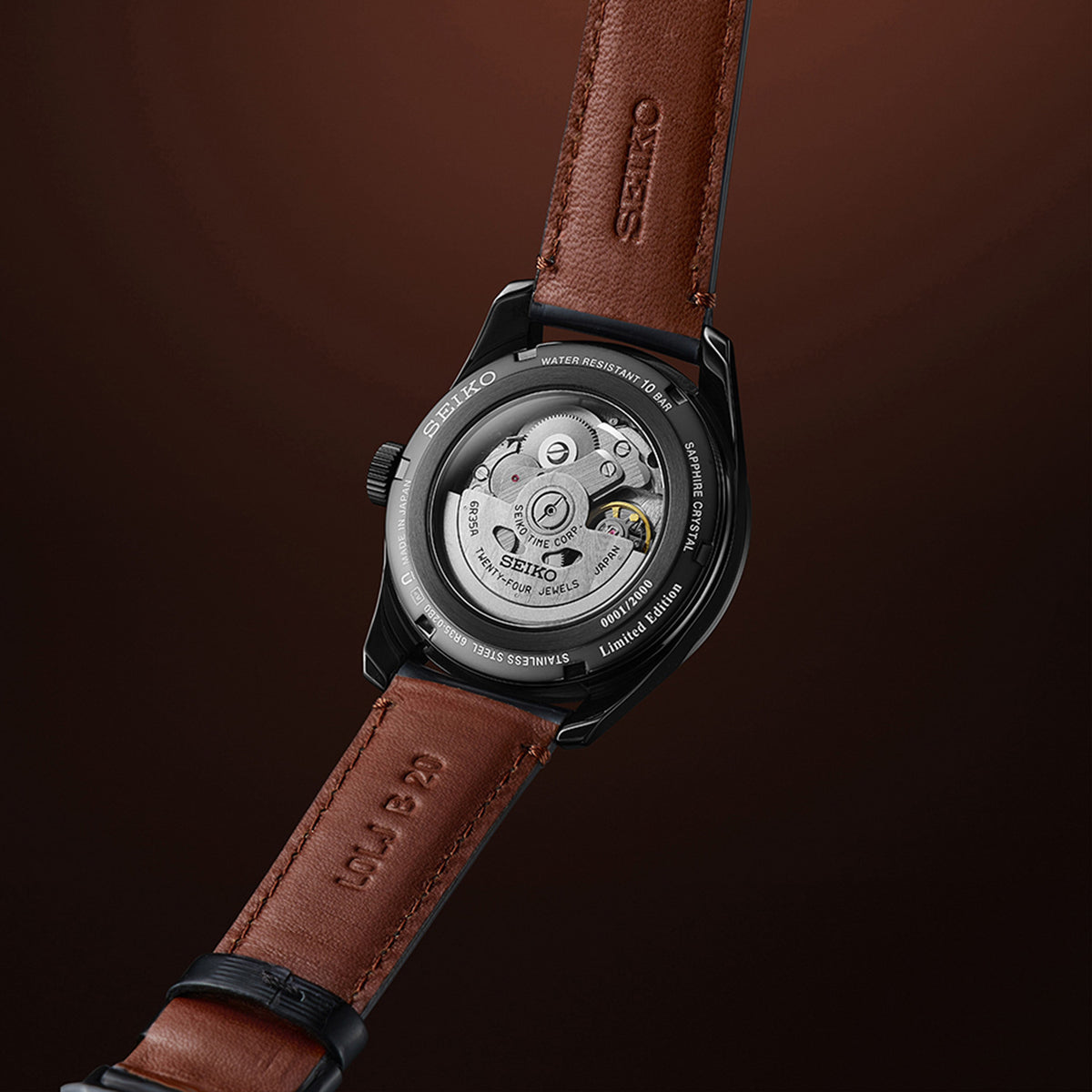 Presage Kabuki-Inspired Limited Edition Men Automatic Brown Dial Analog Leather Watch SPB331J1