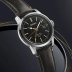 Presage Men Automatic Black Dial Analog Leather Watch SPB447J1