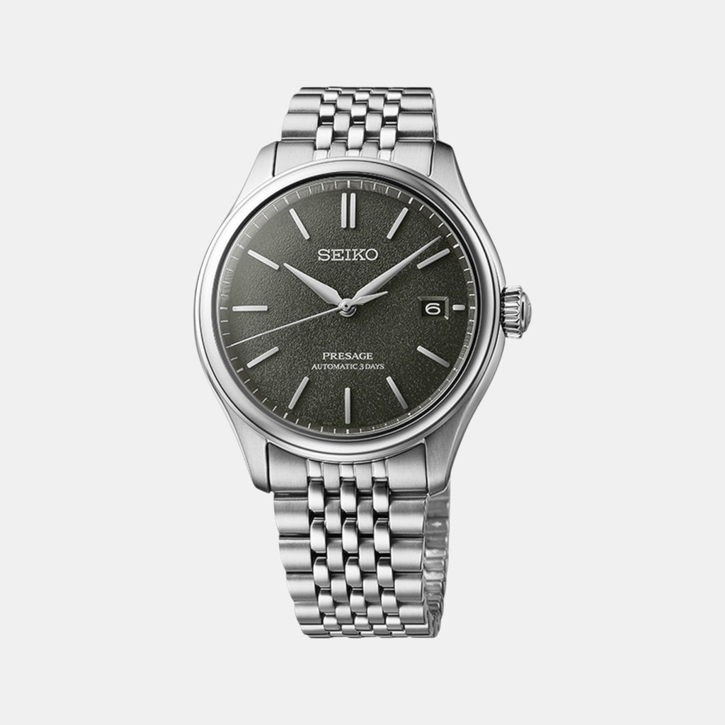 Presage Men Automatic Grey Green Dial Analog Stainless Steel Watch SPB465J1