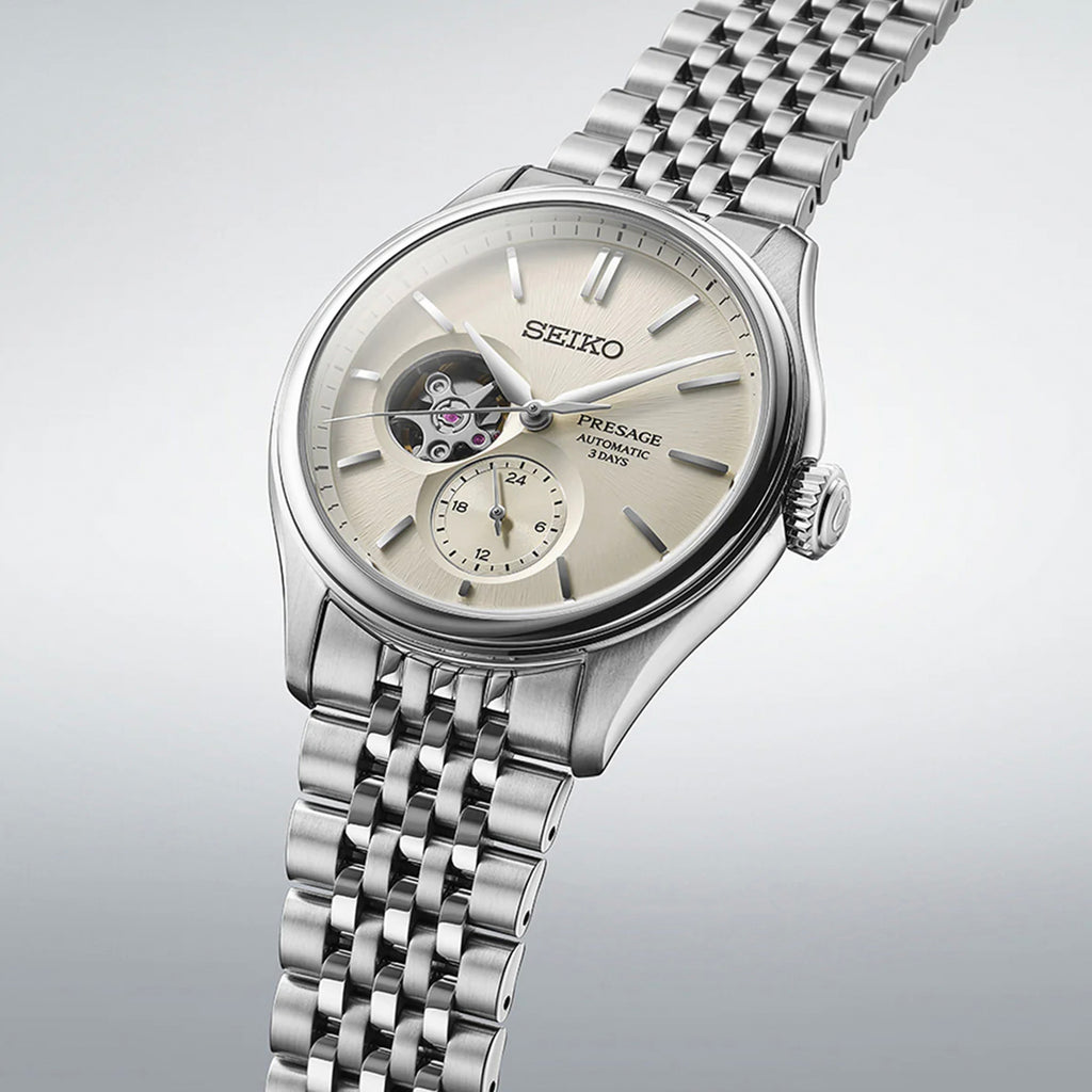 Presage Men Automatic Beige Dial Multi-Function Stainless Steel Watch SPB469J1