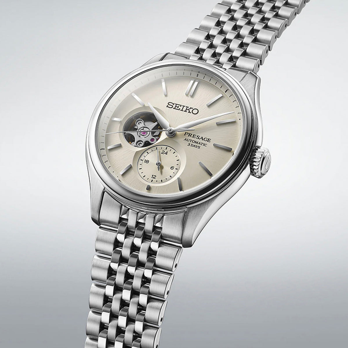 Presage Men Automatic Beige Dial Multi-Function Stainless Steel Watch SPB469J1