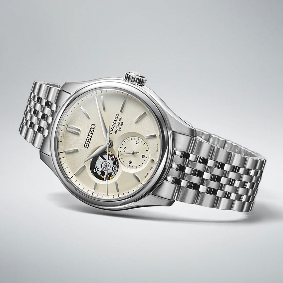 Presage Men Automatic Beige Dial Multi-Function Stainless Steel Watch SPB469J1