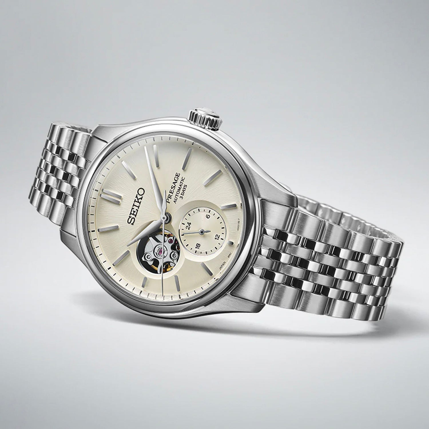 Presage Men Automatic Beige Dial Multi-Function Stainless Steel Watch SPB469J1