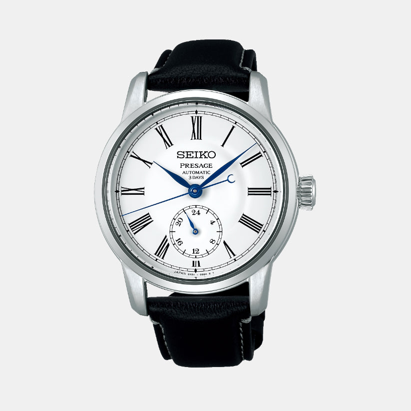 Presage Men Automatic White Dial Analog Leather Watch SPB495J1