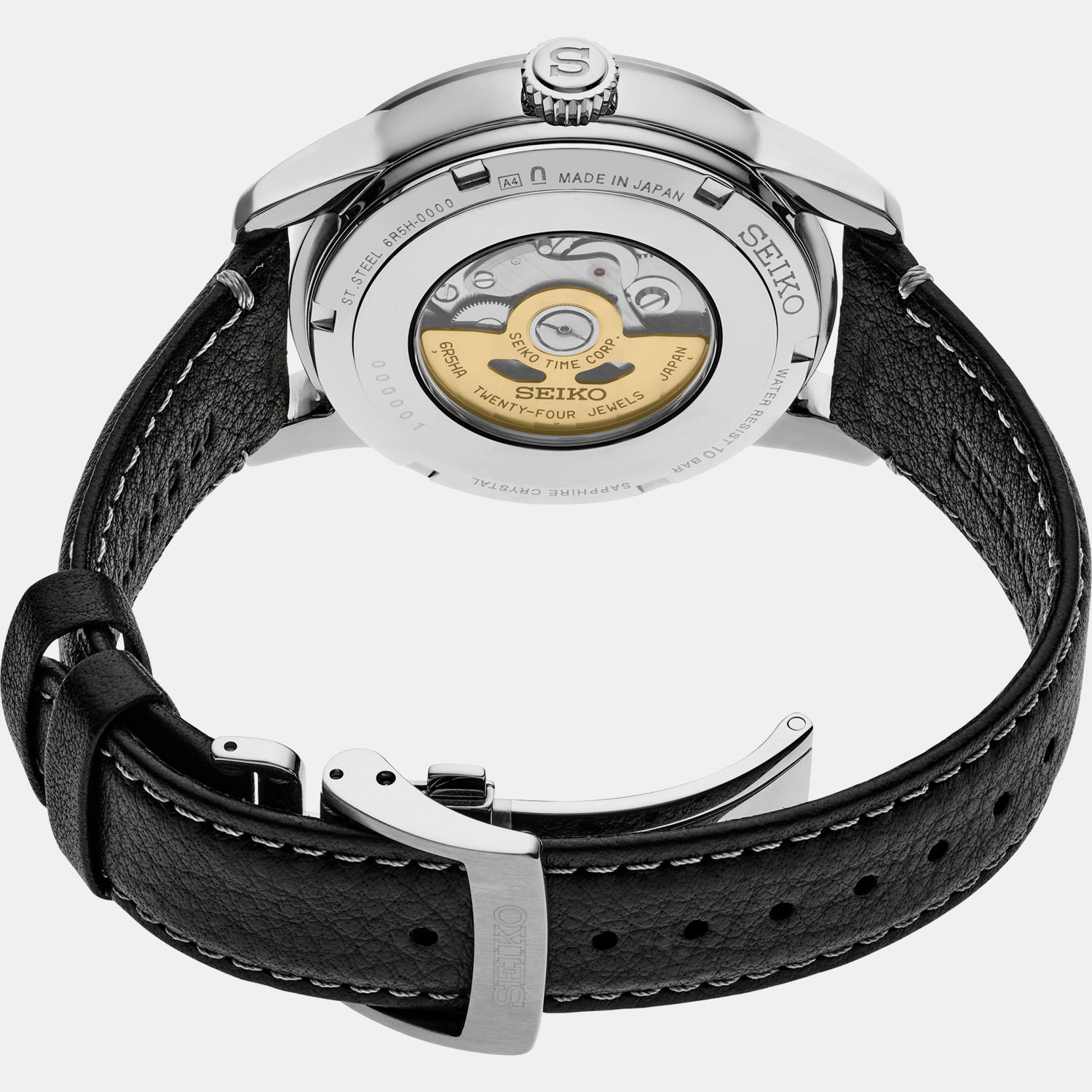 Presage Men Automatic White Dial Analog Leather Watch SPB495J1